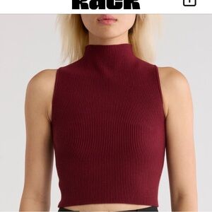 Sleeveless Burgundy Ribbed Top